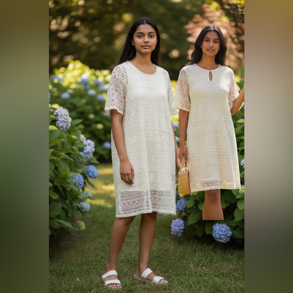H&M Women’s Ivory Lace Midi Dress Size Large